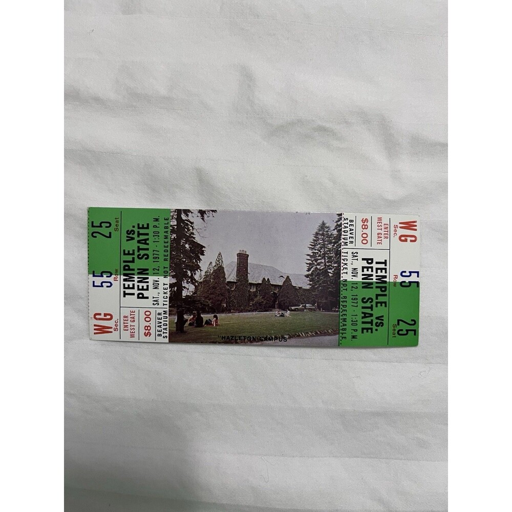 Vintage 1977 Penn State vs Temple Ticket Stub Beaver Stadium Joe Paterno Era